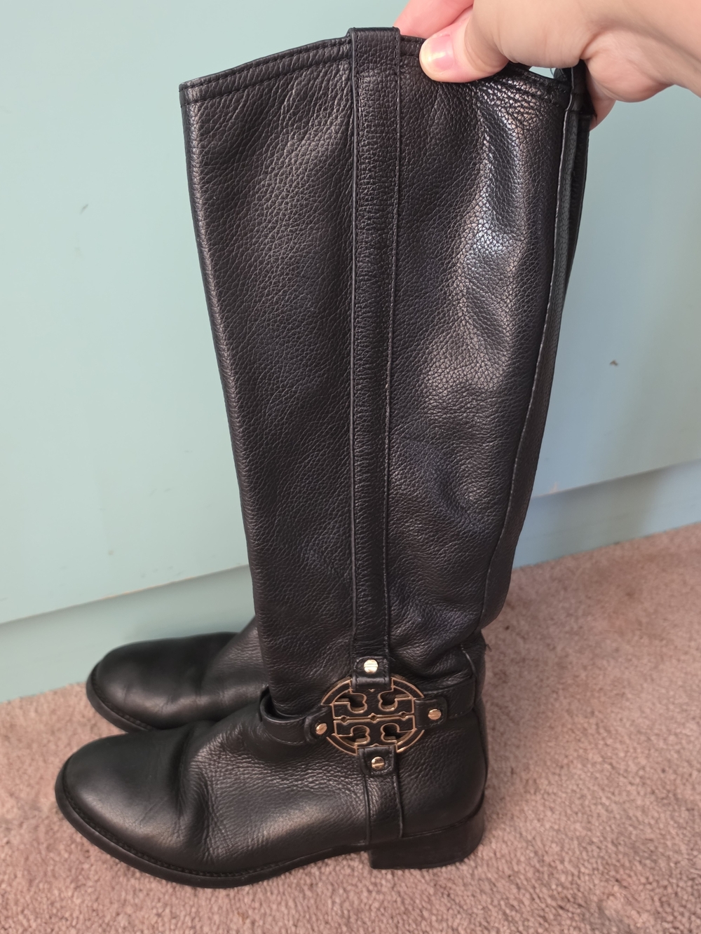 Tory Burch Black Leather Riding Boots